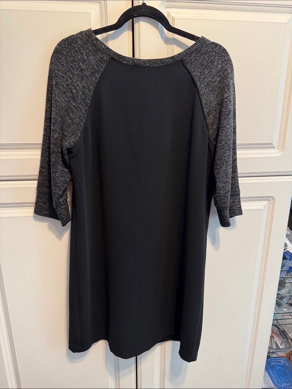 LOFT Black Dress with Charcoal Raglan Sleeves